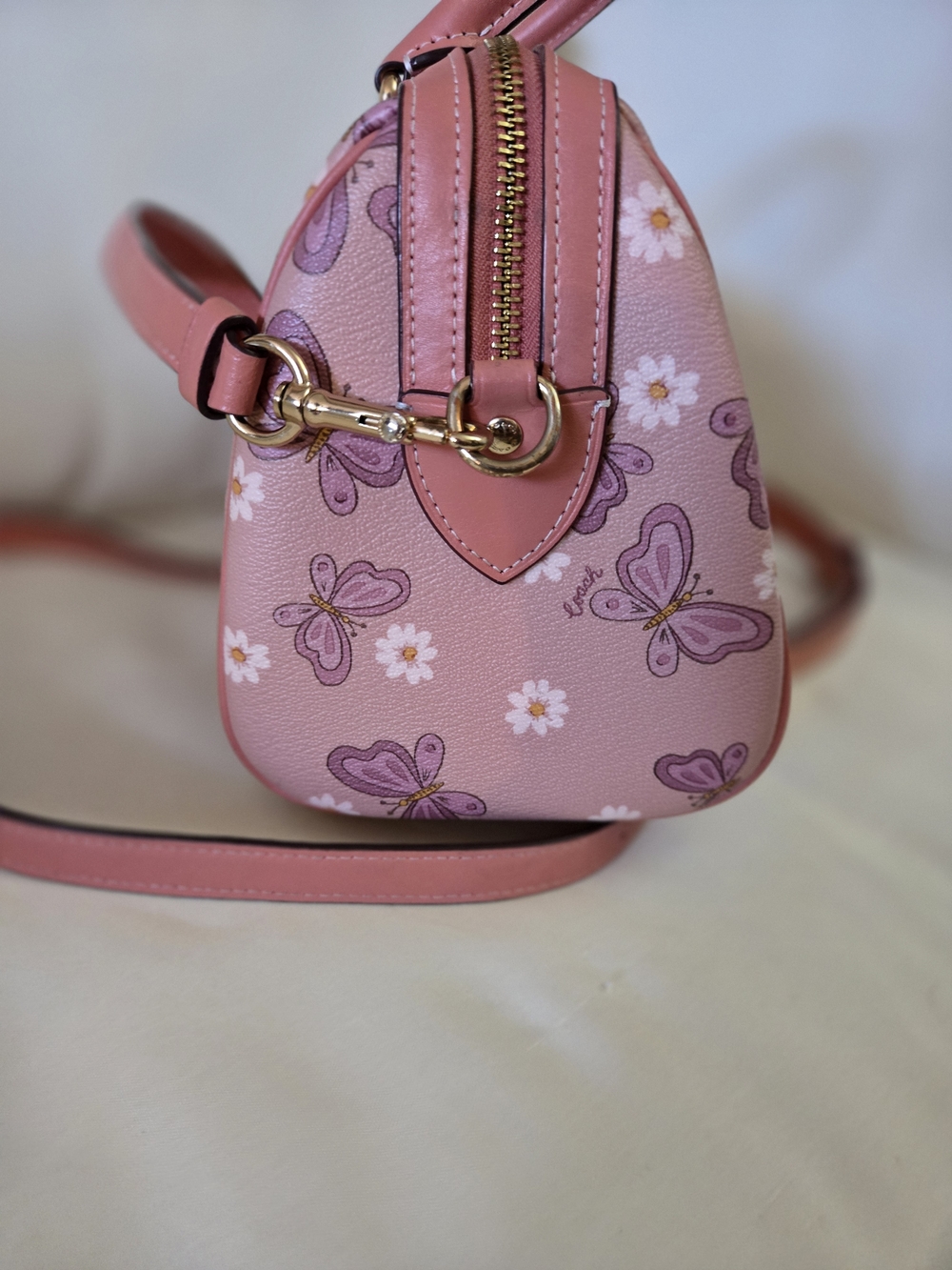 Coach Rowan Limited Edition Pink Butterfly Meadow Satchel Handbag - Picture 7 of 11